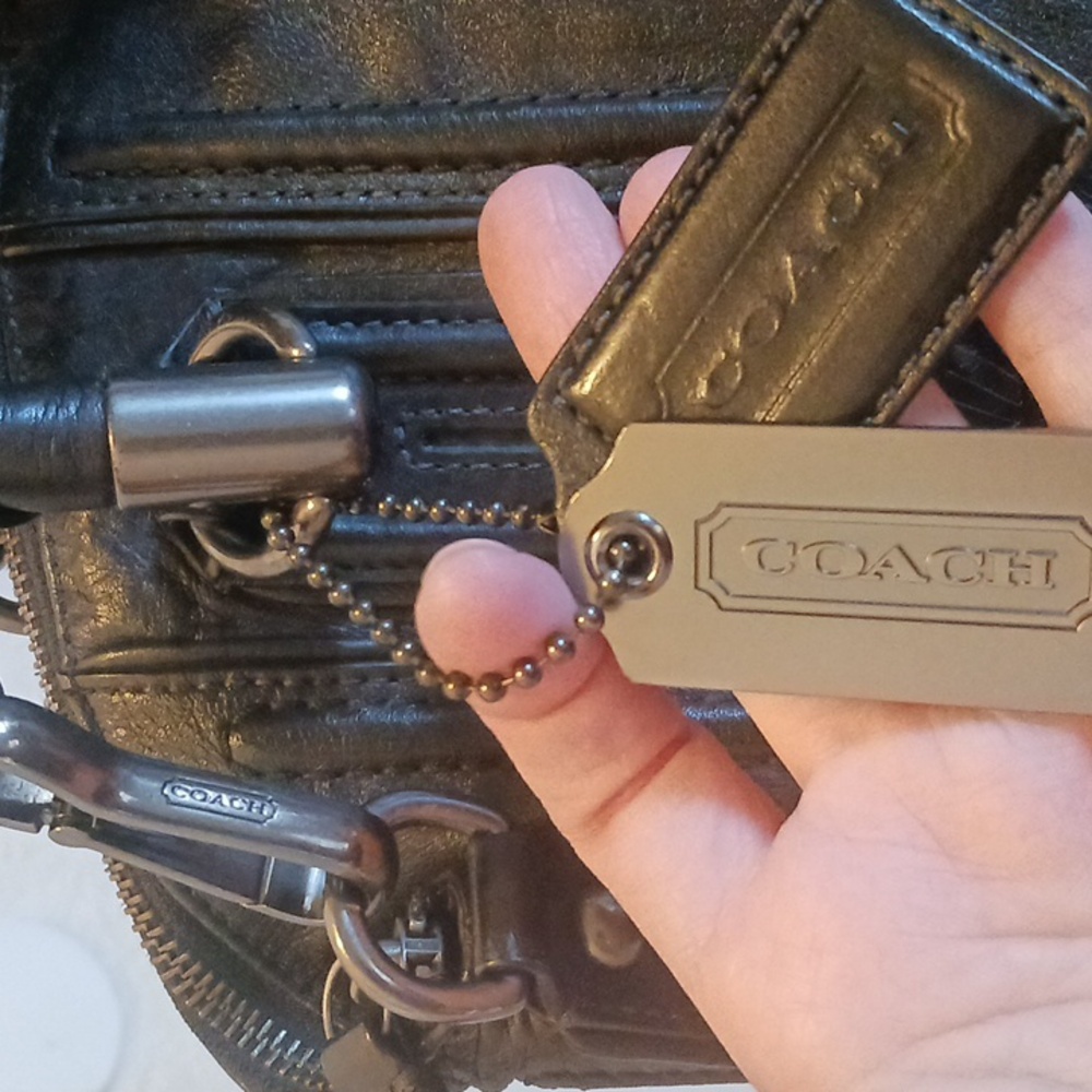 Coach Limited Edition Coach Sophia Black Leather Gunmetal Studs Bag MSRP $795 - Picture 4 of 16